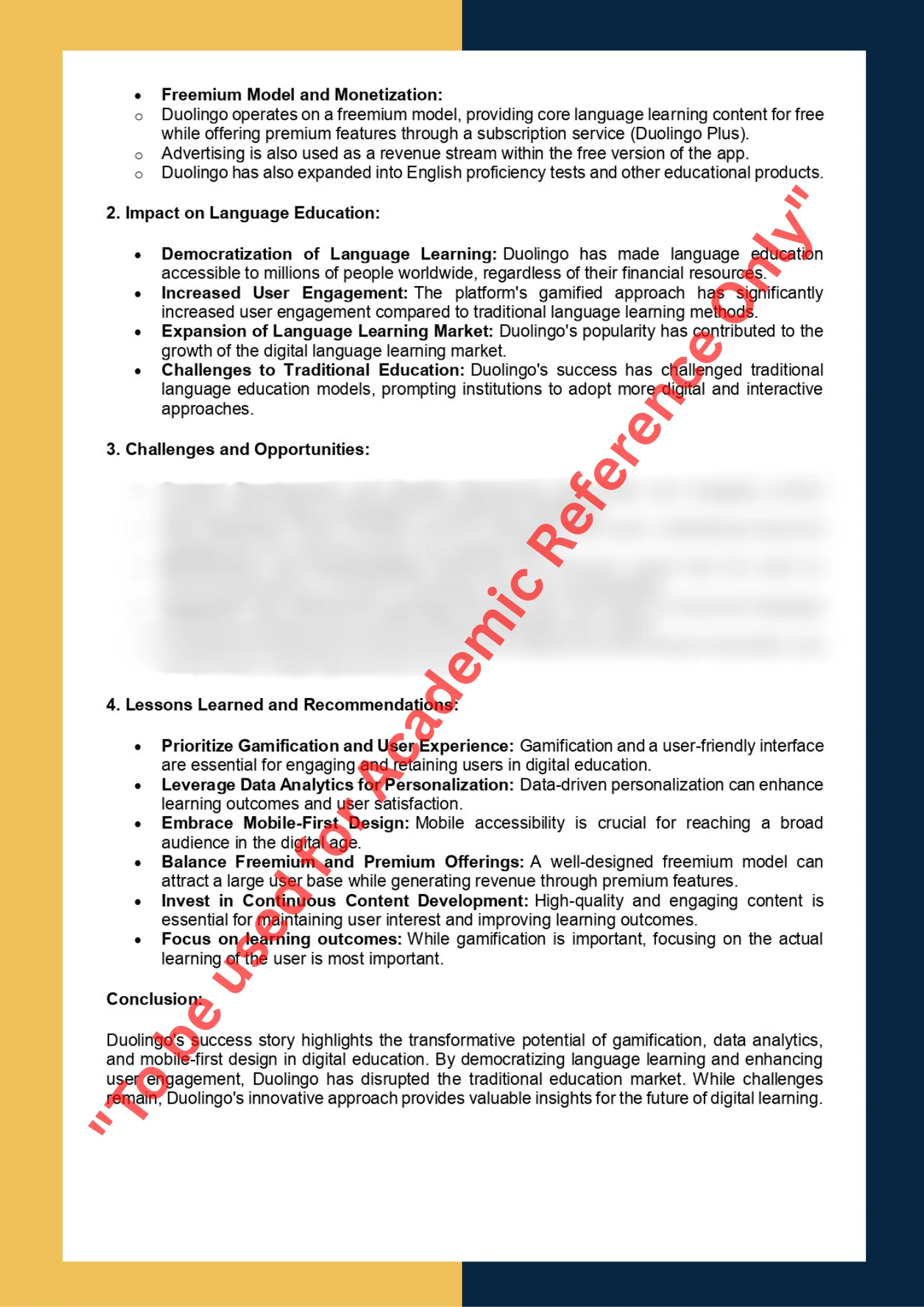 Case Study sample solution on Topics - Duolingo's Gamified Learning 1
